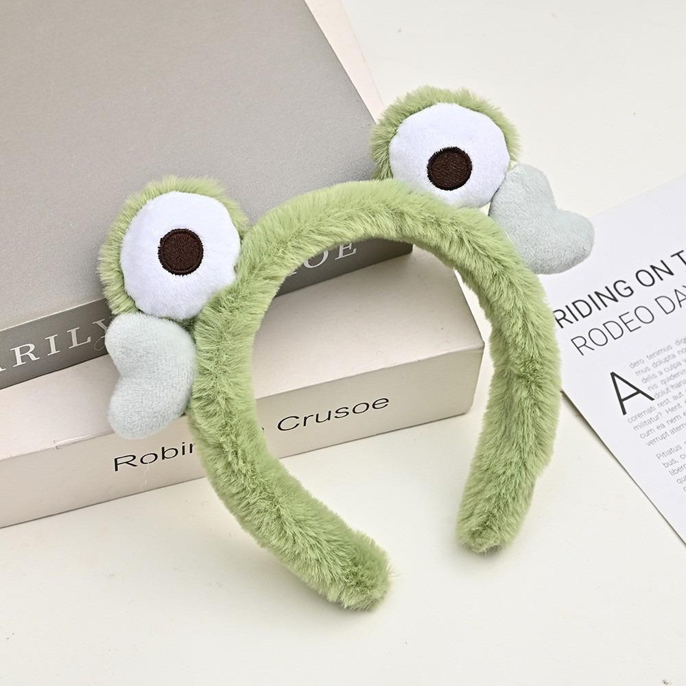 2pcs Cartoon Frog Headband Headband Plush Face Wash Hair Accessories Fresh Big Eyes Cute Headband Headgear Set