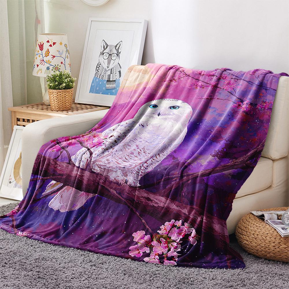 Flanelová deka s potiskem soviček, Vysoce kvalitní, Pohodlná pro všechna roční období, Domácí dekorace, Teplo a pohodlí, Perfektní jako vánoční dárky
