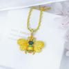 Vietnam Sa Gold Little Bee Pendant: Women's Cute Fashionable Gold Cloisonné Enamel Clavicle Chain.