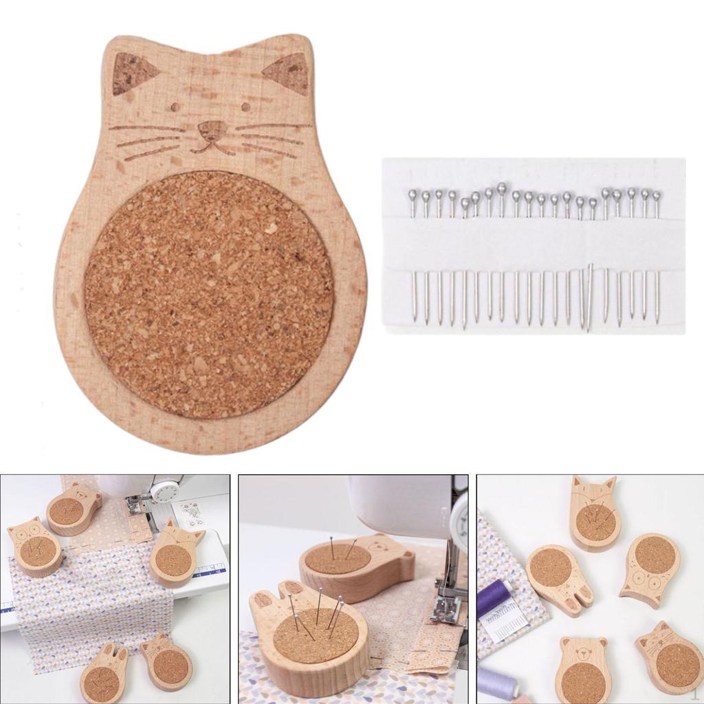 Pin Cushion Needle Organizer Wooden Crafting Supplies Lightweight Holder Pad for