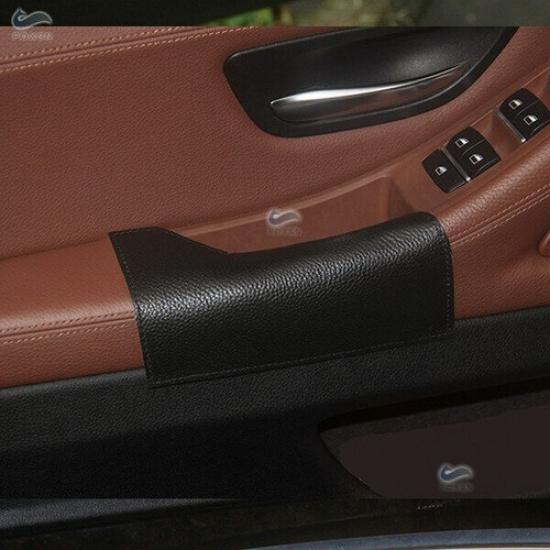 4PCS Set Black Leather Inner Door Handle Panel Pull Cover For BMW 5 Series F10