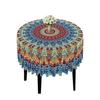 1 Piece Circular Tablecloth With Green Red Flower Waterproof Colorful Terrace Table Cover Multi-Purpose 63 Inch Totem Tablecloth