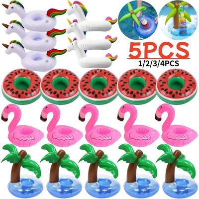 Inflatable Cup Holder Floating Inflatable Coconut Tree Beverage Coasters Flamingo Unicorn Swimming Pool Drink Holder Drink Float