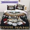 Custom Name Wolf Pack Moonlit Forest Bedding,Quilt Set Quilt Cover Pillowcase Home Birthday Gift(1 * Duvet Cover + 2 * Pillowcase, Without Core)_lx