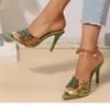 European and American sandals beach sandals open-toed pointed sequins decorative high heels