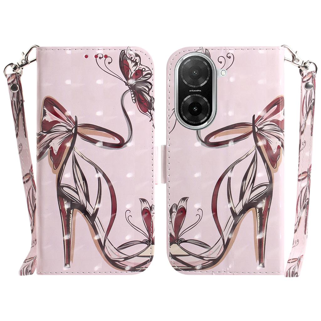 For Xiaomi Redmi A5 4G (171.7mm)/Poco C71 4G Case Pattern Printing Leather Wallet Phone Cover with Wrist Strap