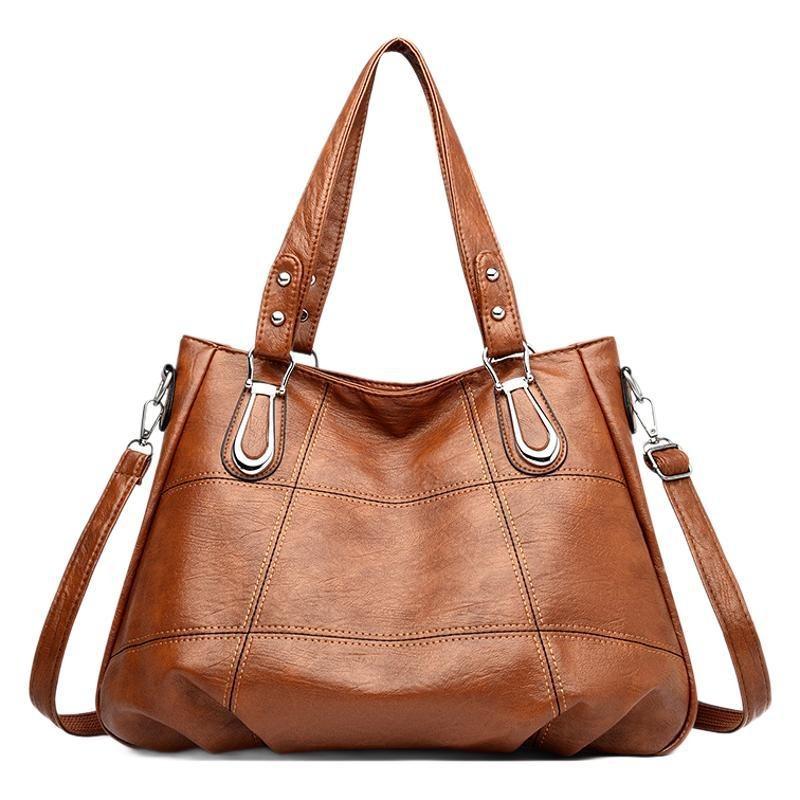Large Capacity Handbag Soft Leather New Retro Commuter Tote Bag Fashion Women's Mother Shoulder Bag