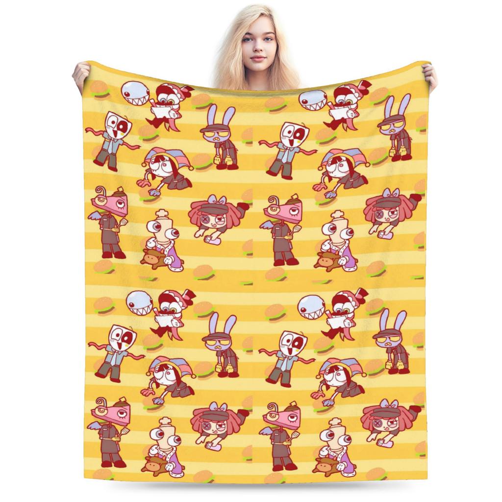 Anime The Amazing Digital Circus Blanket Travel Flannel Throw Blanket For Couch Chair Sofa Bed Super Soft Bedspread Gift