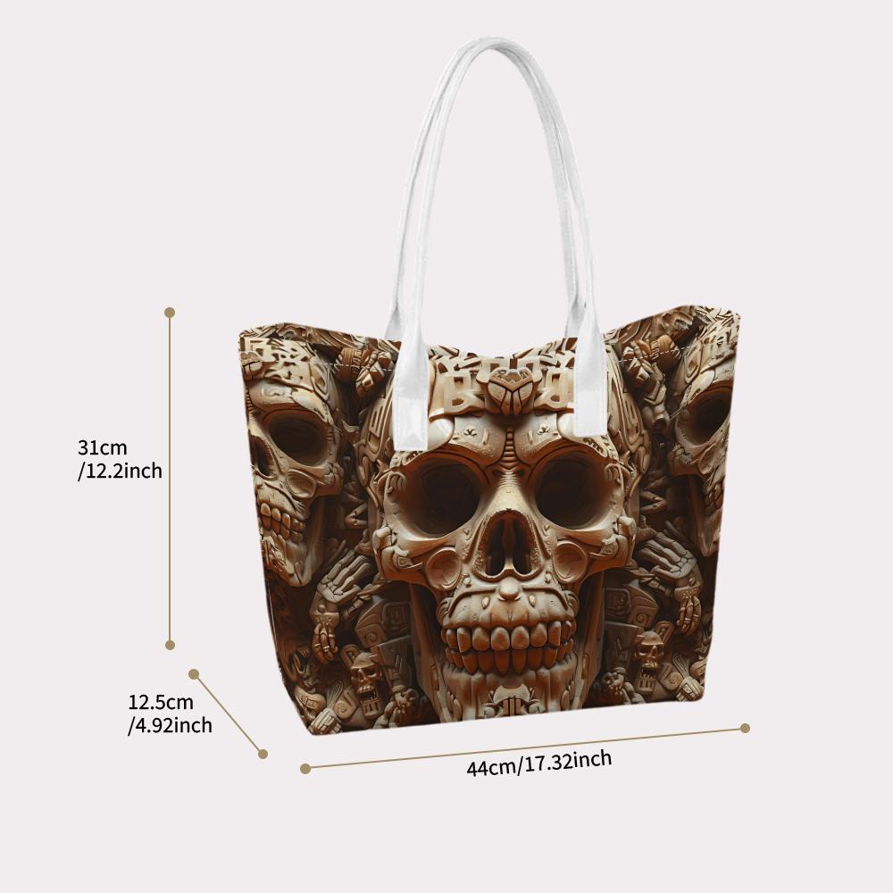 Gothic Skull Print Large Tote Bag Casual Shoulder Bag for Daily Use