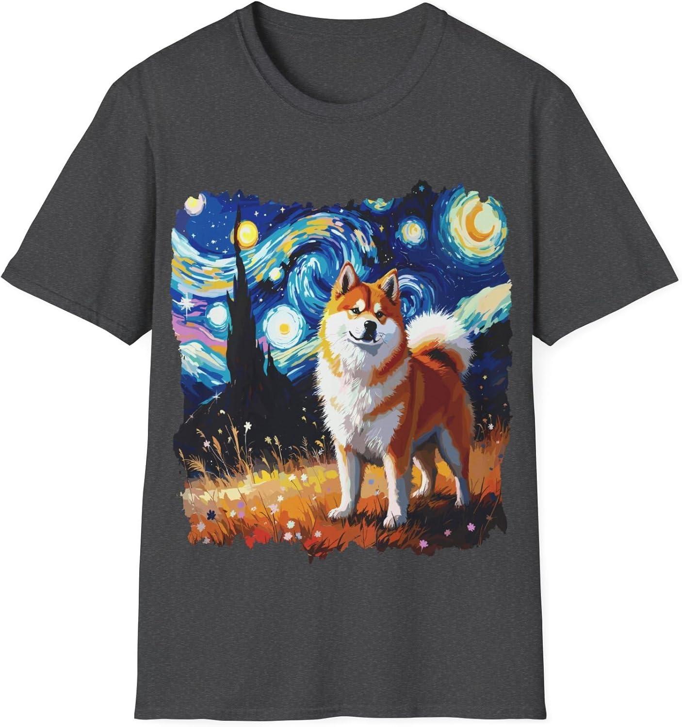 

Футболка с принтом «Звездное небо Сиба-ину» -- Любители Сиба-ину любят рисовать тот же узор. Топ для мужчин и женщин, унисекс с круглым вырезом 4XL