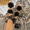 Lace Up Women's Sandals 2025 New Beach Casual Sandals Women Outdoor Flower Shoes Ladies Summer Lightweight Flat Sandals