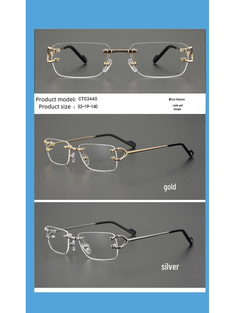 CT0344O Unisex Rimless Stylish Pure Titanium Myopia Eyeglass Frame