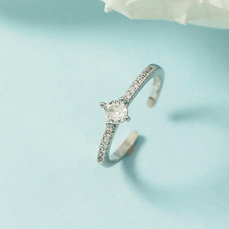 925 Sterling Silver Plated Sun Moon Sunflower Heart Rings for Women Original Flower Wedding Crystal Luxury Jewelry R5375