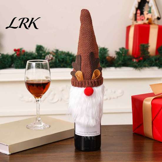 Winter Home Table Decorations Christmas Gnome Wine Bottle Covers, Knitted Faceless Toppers, Santa Reindeer Reusable Party Favors Elf Sleeves, Xmas for