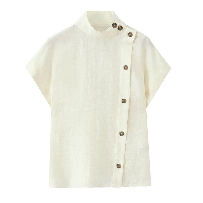 

Kaslead Новая женская одежда Западный стиль Мода Простые контрастные рубашки на пуговицах 8813548 Beige L