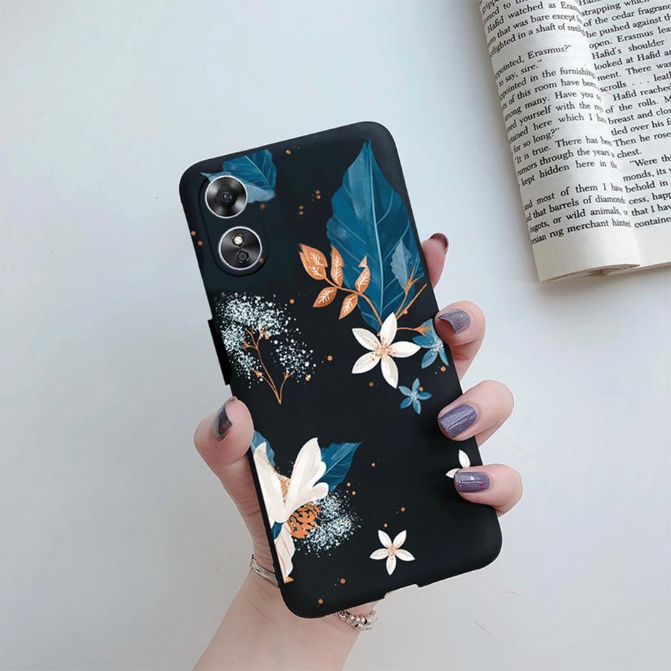 For OPPO A17 Phone Case CPH2477 Flower Butterfly Casing TPU Soft Silicone Back Cover for Oppo A17 A 17 Shell OppoA17 Bumper Capa