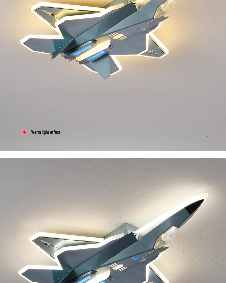 Children's J-35 Fighter Model Ceiling Light - Eye-Protection, Creative Airplane Design for Boys' Bedrooms