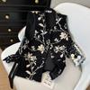 Early spring new jacquard stand-up collar pair of lapel vest women's retro high-end printed black vest