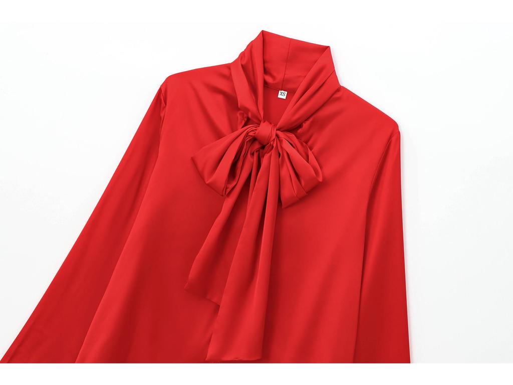 2024 Women's Winter Fashion: European-American Style Bow Shirt