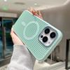 For iPhone 16 Pro Max Magnetic Case Electroplated Mesh Heat Dissipation TPU+PC Phone Back Cover