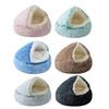Round Hooded Plush Pet Bed Semi-Enclosed Indoor Small Cat Dog Cave Bed Winter Warm Kitten Puppy Sleeping Nest Pet Supplies