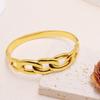 Elegant Gold-Plated Stainless Steel Bangle Openwork Chain Honeycomb Design Luxury Women's Fashion Bracelet