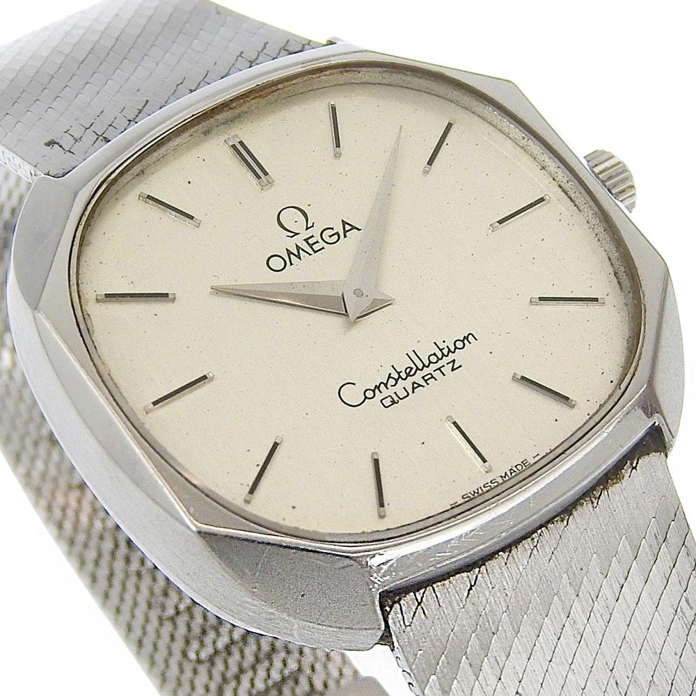 Omega Constellation Watches Vintage SilverDial Stainless Steel Quartz Analog Display Unisex Used