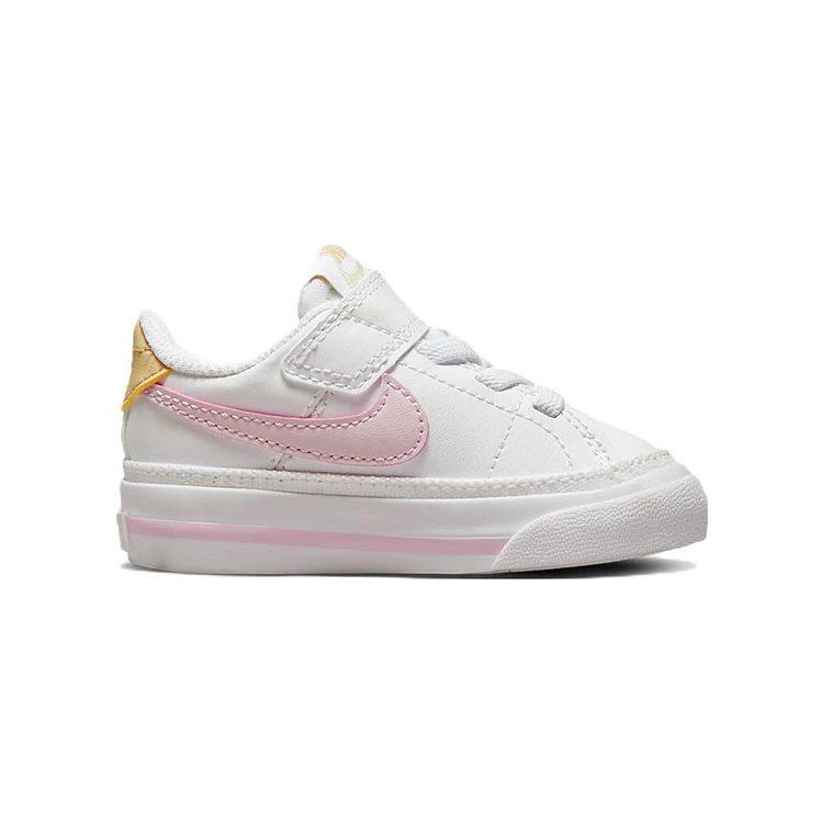 Nike Court Legacy Low top Skateboard Shoes White Pink Infant And Toddler DA5382-115