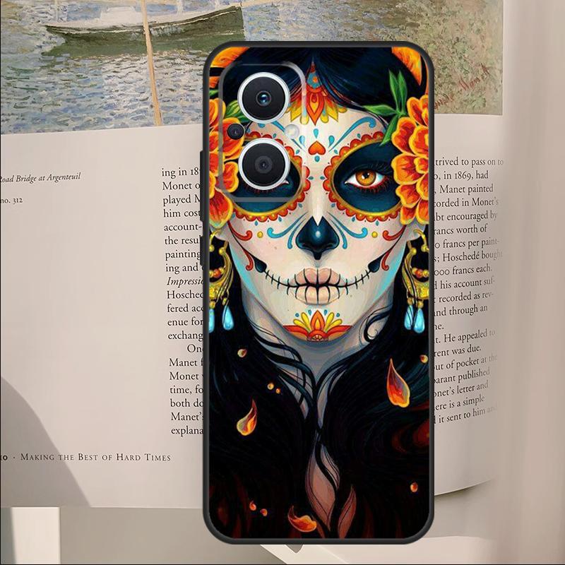 Catrina Beautiful Rose Girl Skull Cover For OPPO Reno 14 13 11 10 Pro 12F 11F 13F 14F 7 8 Lite OPPO Find X6 X5 X8 X9 Pro Case