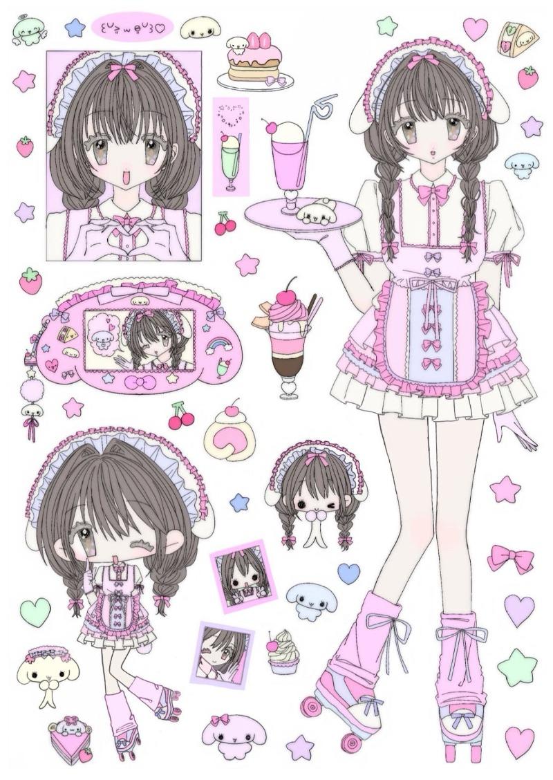 Pretty Girl Character Sticker Cartoon Style Maid Decoration Sticker