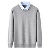 Men Thickened Long Sleeve Fake Two Piece V Neck Knit Sweater Casual Pullover Bottoming Shirt