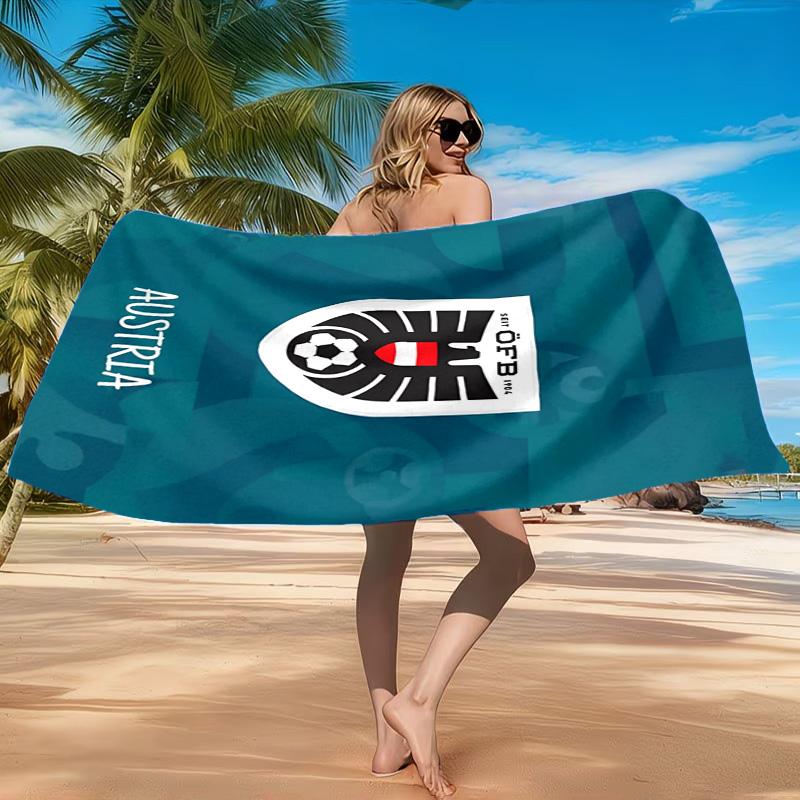 Asciugamano da Spiaggia Emblema Calcio Austria, Asciugatura Rapida, Facile da Curare, Adatto Sia per il Fitness che per le Vacanze al Mare, Essenziale Sportivo