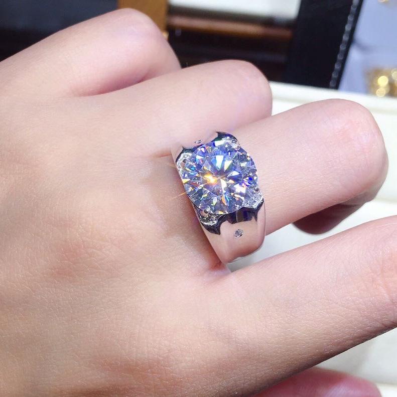 5 Carat Diamond Style Ring Hearts and Arrows PT950 Color Moissanite Open Size Ring for Men and Women 925 Silver Jewelry