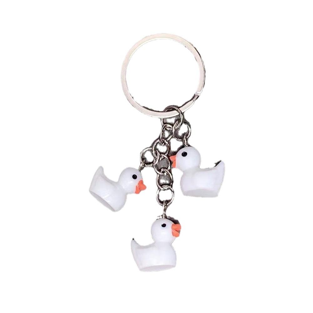 Simple Resin Duck Keychain Animal Pendant Bag Accessories for Women Couple Family Keychain Pendant