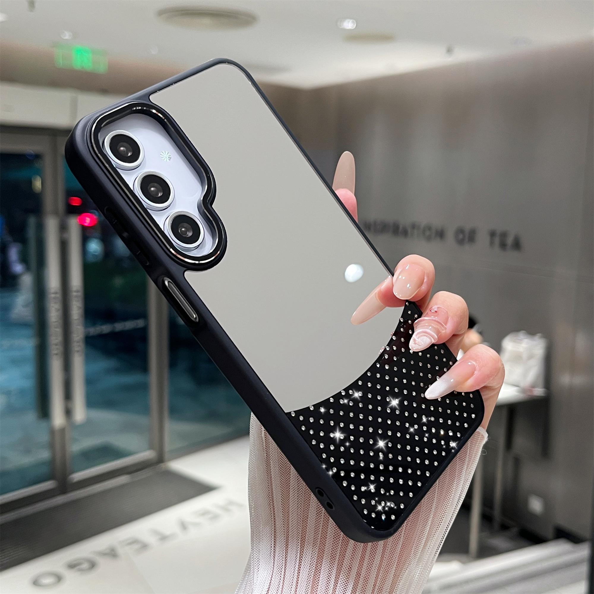 

Для Samsung Galaxy A16 4G/5G Чохол Дзеркальна поверхня ТПУ+ПК Протиударний Телефон з металевою рамкою об єктива Black