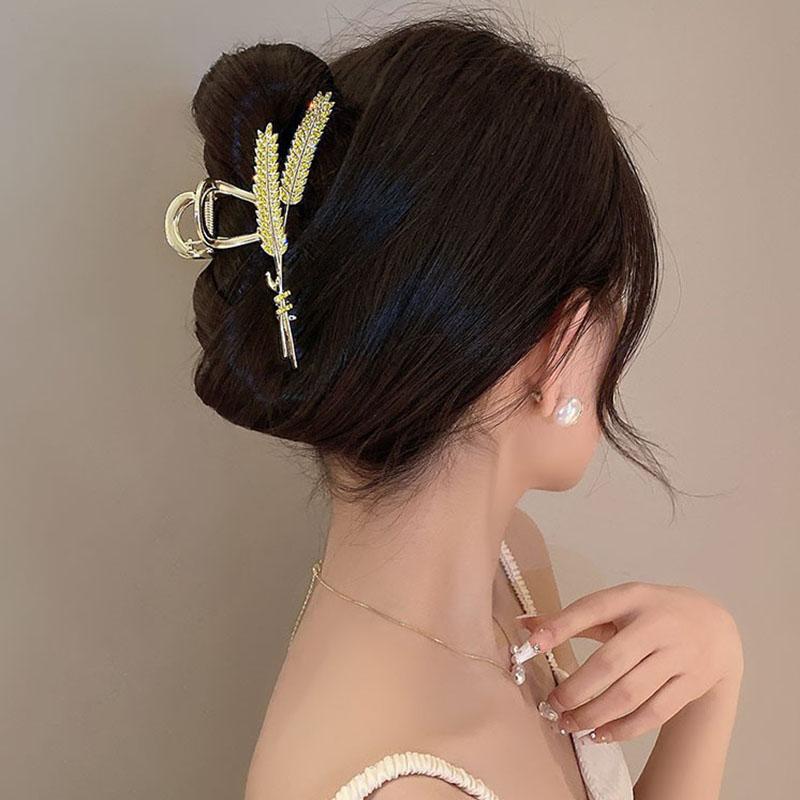Exquisite Rhinestone Wheat Claw Clip Metal Geometric Shark Crab Hair Clip Hairpins Barrettes For Women Fashion Hair Accessories Headwear