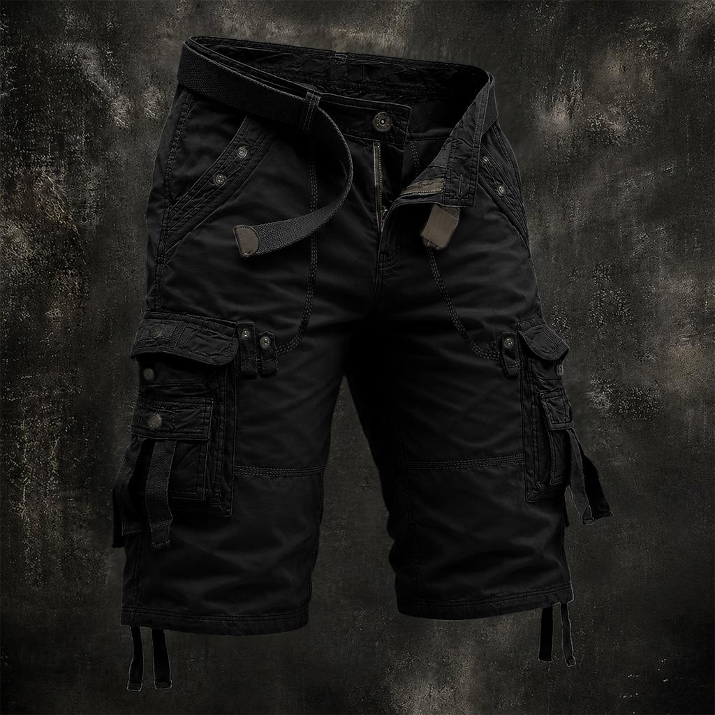 Men's Cotton Cargo Shorts with Multiple Pockets, Casual Summer Shorts (Belt Not Included)
