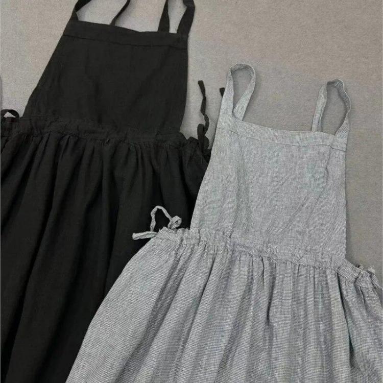 Japanese Style Mori Drawstring Waistband French Long Camisole Dress Johnature Women Large Skirt