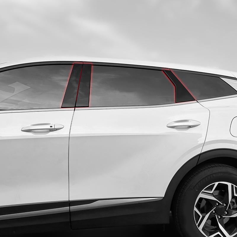 6pcs Black Carbon Fiber Car Window BC Pillar Posts Trim Cover For Kia Sportage NQ5 -2026 Exterior Accessories