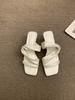 Wedge Sandals Niche Design Sense Word with High Heels Women's Summer New Silver Cool Slippers New Roman Shoes Women's Shoes