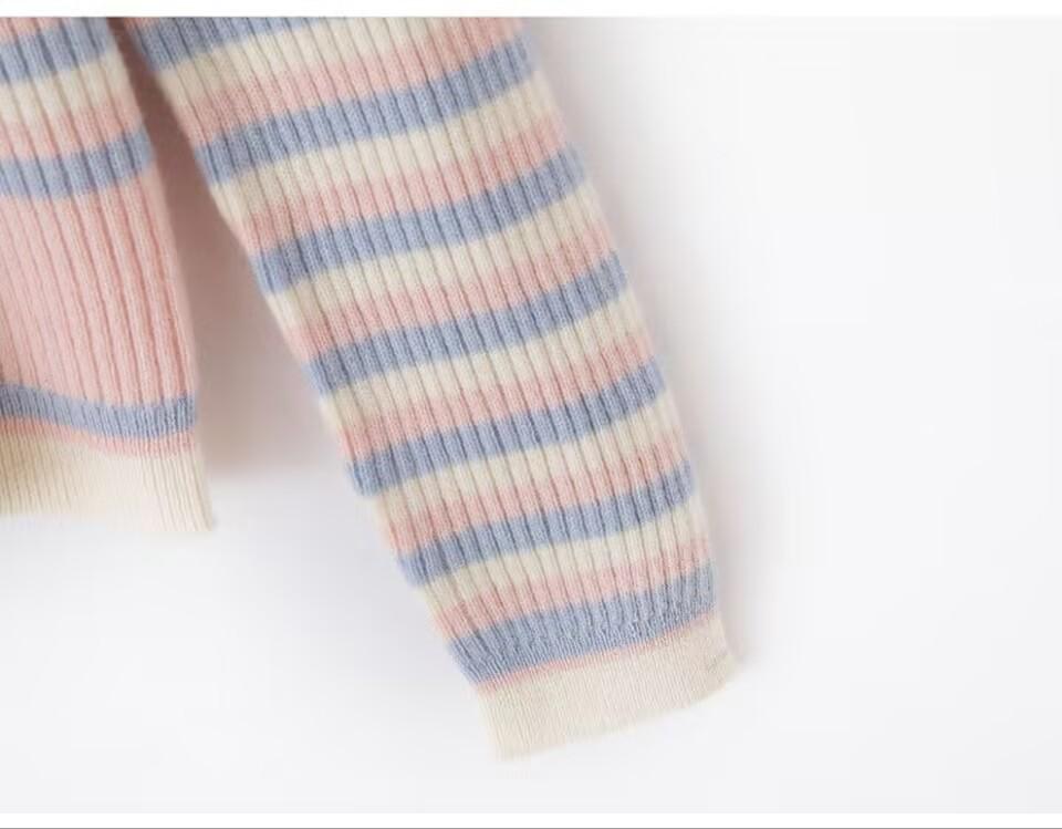 Women's 2025 Color-Block Striped Knit Sweater: Round Neck, Slim Fit, Warm Wool for Autumn/Winter