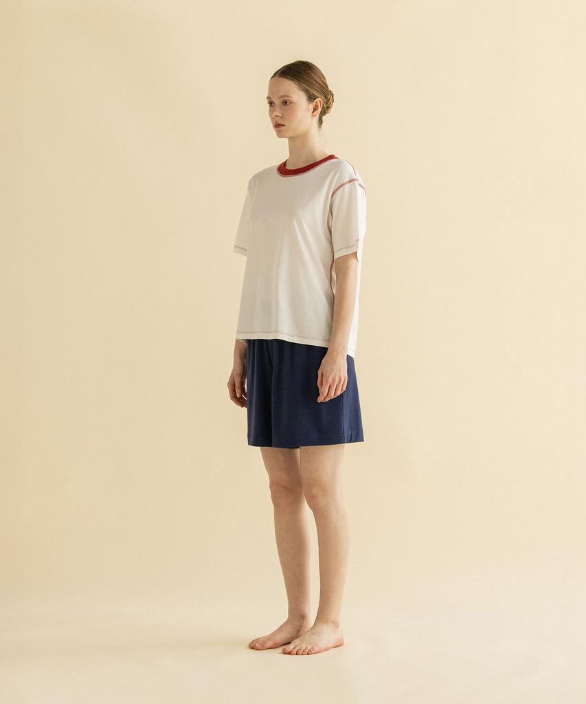 Tudeulimeoseu Red Stitch Cotton T-Shirt