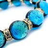 [GOLD STONE] Glowing Firefly Glass Bracelet, Hateruma Blue, Sparkling Okinawan Power Stone, Inner Circumference: Approx. 15cm