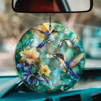 Kolibri-Hängedekoration zum Muttertag, wetterfest, für drinnen und draußen, für Garten, Wand und Fenster, zum Aufhängen, 2D-Flachblume aus Acryl, Kolibri-Ornament