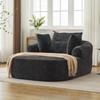 Überdimensionale Chaiselongue für den Innenbereich, Modernes gepolstertes Cord-Sofa mit Zierkissen und Armlehnen, Schlafsofa für Wohnzimmer, Schlafzimmer