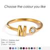 EMANCO Birthstone Initial Custom Ring Open End Ring Stainless Steel Name Custom Jewelry Women's Ring