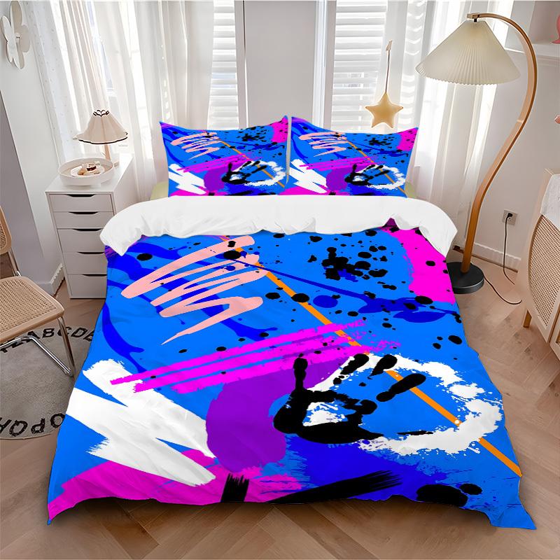 3Pcs Abstract Art Prin Printed Bedding Set, Breathable And Soft, Machine Washable, Christmas Gift, Suitable for Bedroom Decoration, 15156