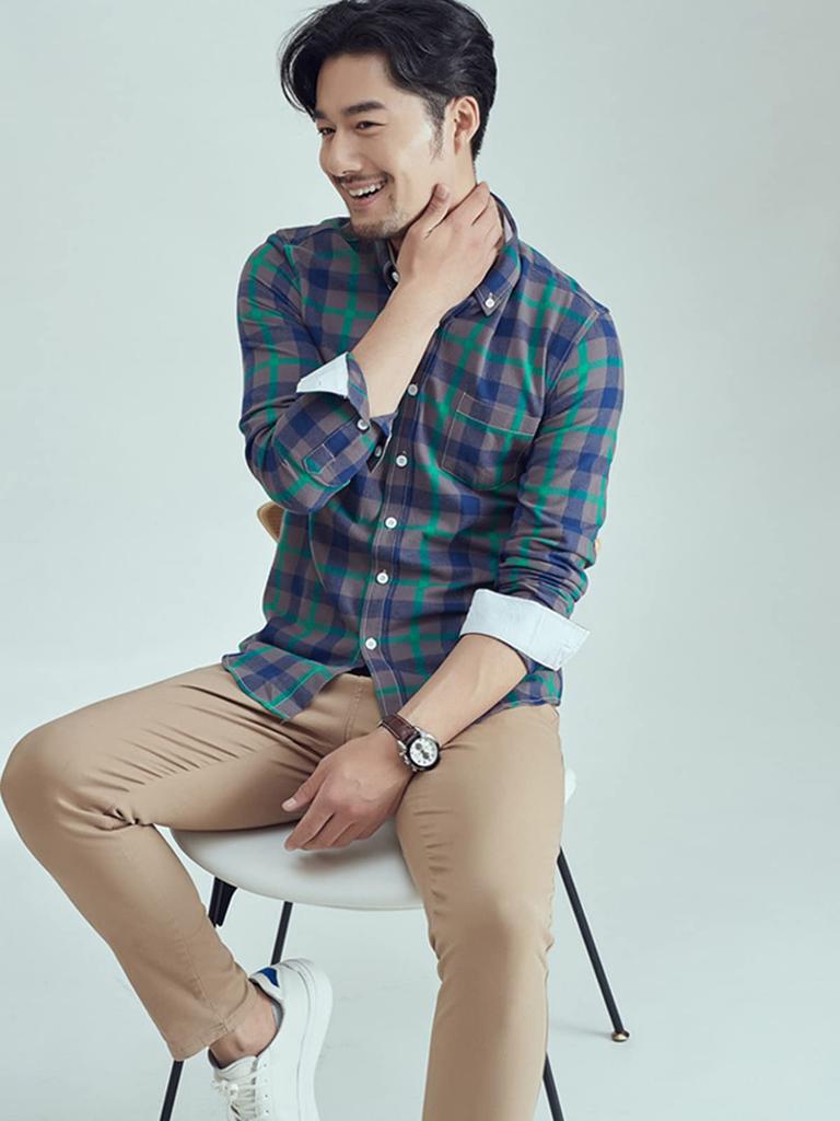 YF Long Sleeve Check Flannel Shirt with Pockets and Perfect for Winter and Standard Stylish Gingham Check Flannel Long Stylish Big Check Plus XL Men's