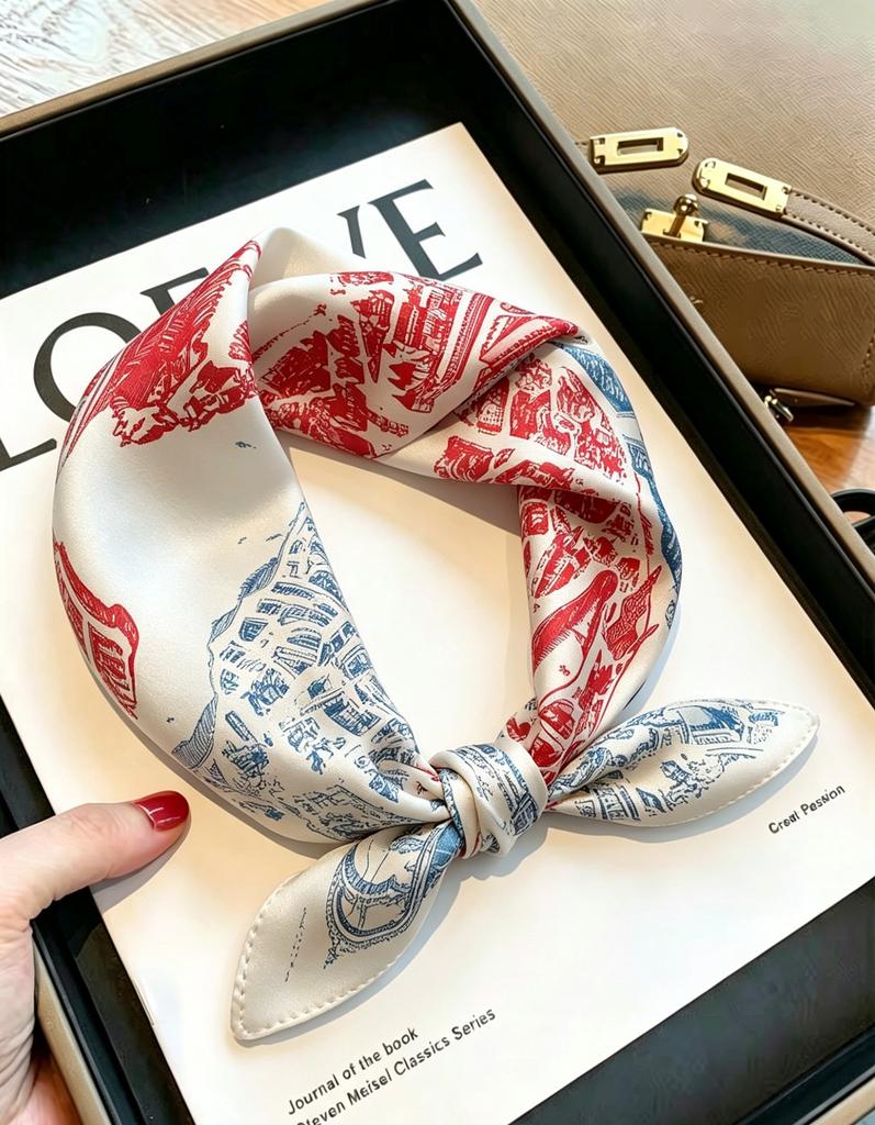 [111 mulberry silk] Bonas women's silk small square scarf silk scarf 11 new autumn and winter gift mother small scarf