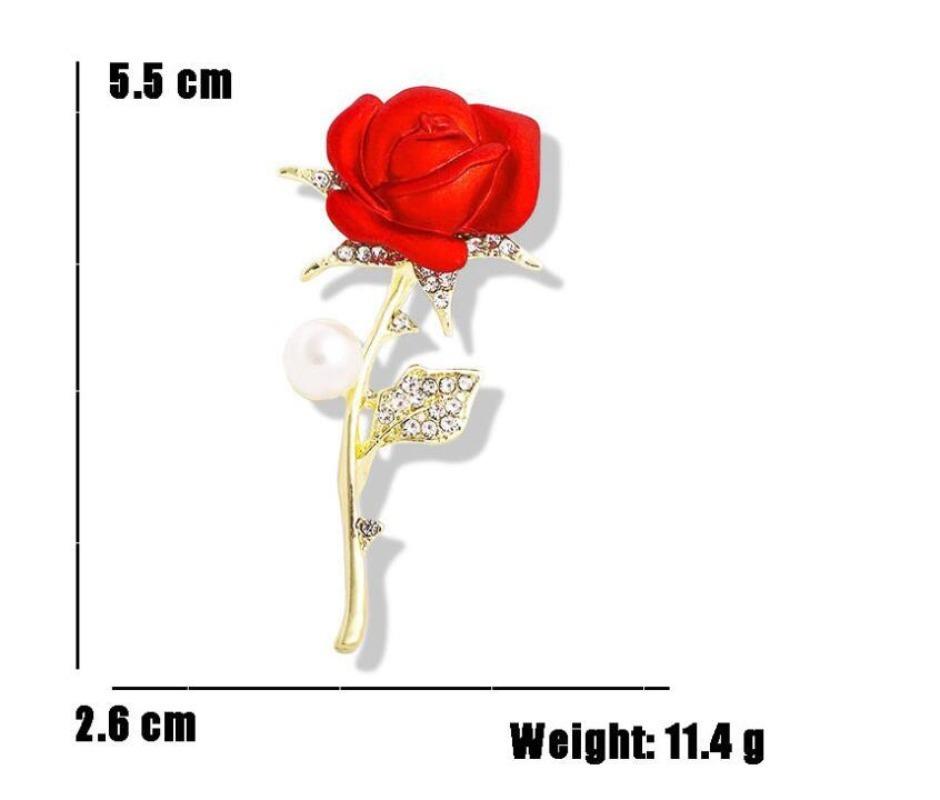 Gold Color Rose Brooch for Women Red Romantic Rhinestone Tulip Flower Brooch Pins Jewelry Wedding Birthday Gifts
